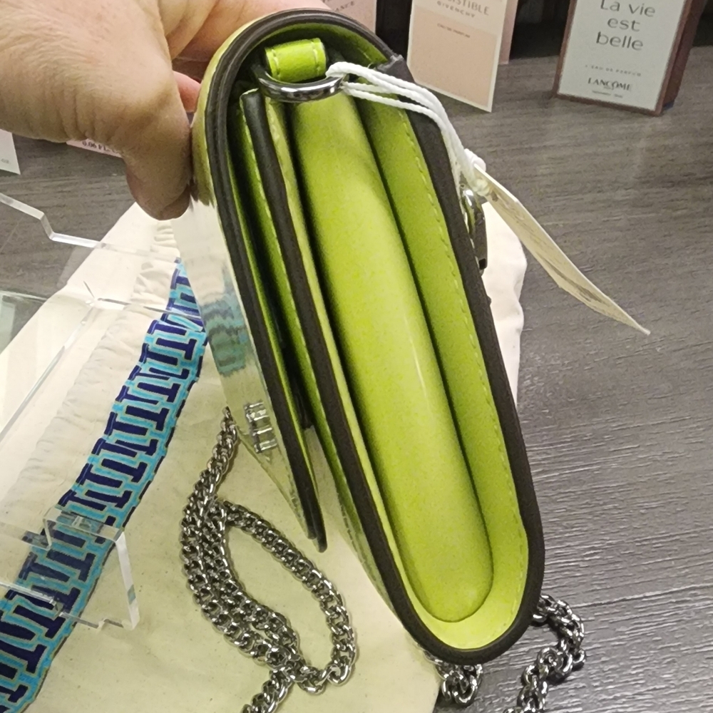 NWT Tory Burch Emerson Chain Wallet (Candy Lime) - Picture 6 of 13
